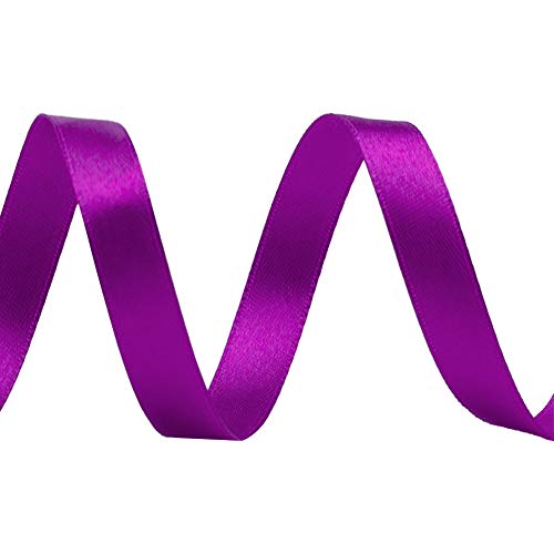 Image of Solid Color Double Faced Purple Satin Ribbon 3 /8 inch X 25 Yards, Ribbons Perfect for Crafts, Wedding Decor, Bow Making, Sewing, Gift Package Wrapping and More