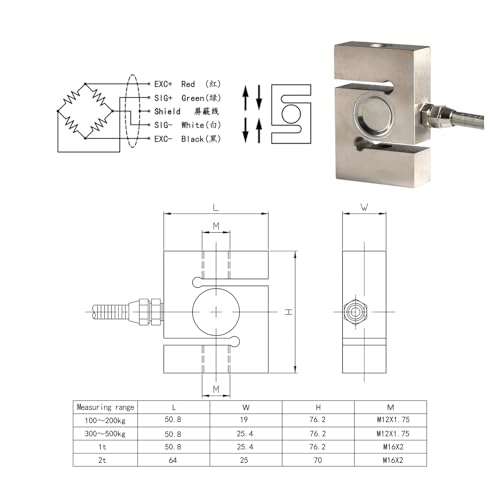 Sensor de fuerza digital de alta precision con celda en S para control industrial 4