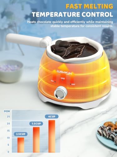 LUSHYUM Electric Chocolate Melting Pot with 2 Insert Pots, 4-Cup Chocolate - 1