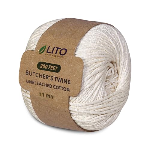 Image of Cotton Twine String | Wrapping Bakers Cooking Craft | Butchers for Kitchen |Gifts Wrapping Thread|Festival Thread Hanging DIY Garden Decor 100% Cotton Twine|11 PLY| 200 FT Pack of 1