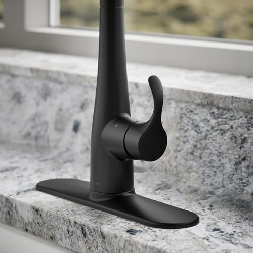 Image of KOHLER Simplice Response Touchless Pull Down Kitchen Faucet in Matte Black, K-22036-BL