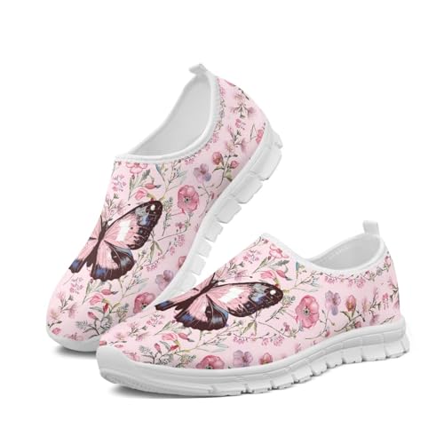 Howilath Butterfly Print Slip on Sneakers Women Running Shoes Loafers Casual Fashion Sneaker House Shoes