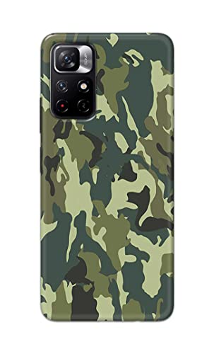 Image of Printed Hard Back Cover Case for Mi Redmi Note 11T 5G | Mi Redmi Note 11S 5G Back Cover (Green Army Camouflage) -1803