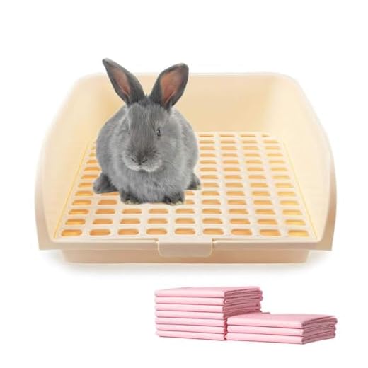 Amakunft 17"x13" Extra Large Rabbit Litter Box with 10PCS Pee Pads, High Sided Plastic Bunny Rat Ferret Litter Box with Removable Grid, Indoor Guinea Pig Jumbo Corner Litter Pan for Small Animal Cage