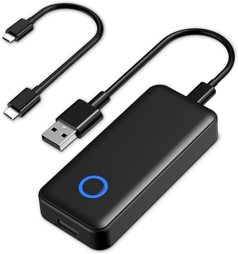 ZDY Wireless Carplay Adapter, Carplay Wireless Adapter Auto Link, Carplay Adapter Dongle with USB-C and USB-A Cables Fit for Cars Wired Carplay from 2015