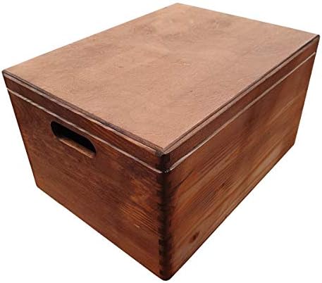 Large Wooden Big Box, Toy Box 40 cm Long With Lid and Handles, In Brown Color