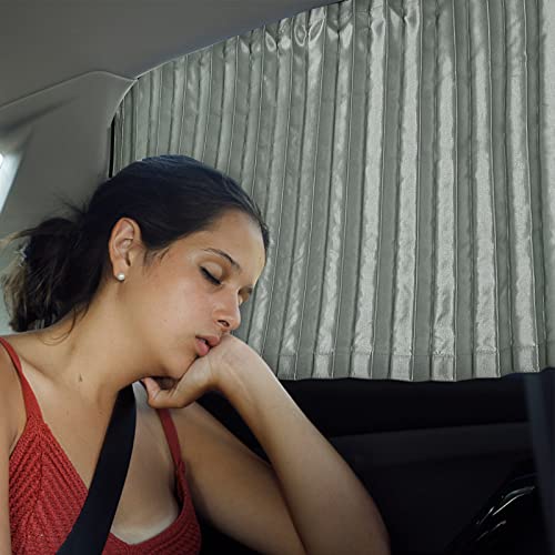Image of ZATOOTO Car Side Window Sun Shade - 2 Pcs Grey Magnetic Privacy Sunshades - Curtain Keeps Cooler Screen for Baby Sleeping