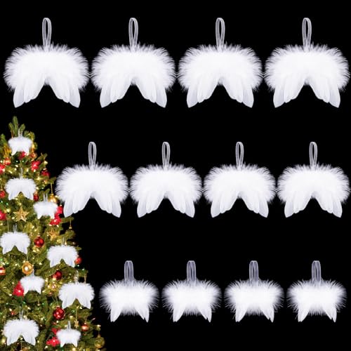Becellen 12 Stück Engelsflügel Christbaumschmuck, Weiß Weihnachten...