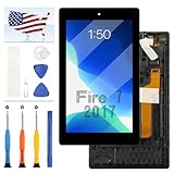SR043KL Screen Replacement for Amazon Kindle Fire 7 7th Generation LCD Screen with Frame (for 7th Generation 2017 Release) LCD Display Touch Digitizer Sensor Glass Assembly Kit with Repair Tools