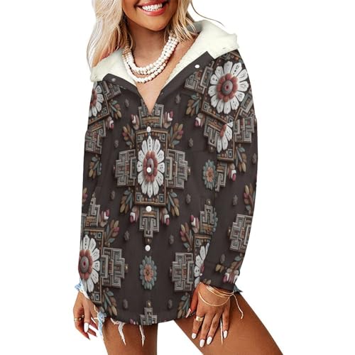 Sweatshirt avec poches fleurs mécaniques et motifs aztèques