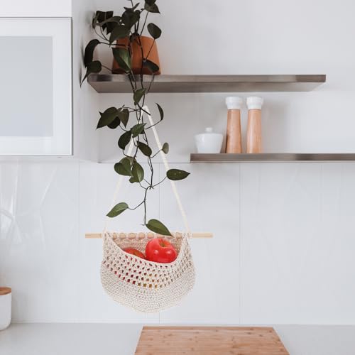 Cesta de pared bohemio fácil de colgar que libera espacio en encimeras 6