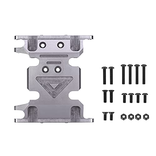 Transfer Case Bottom Base Protection Plate for SCX10 II 1/10 RC Car, Titanium Color Aluminum Alloy Skid Plate (A Style) (Ti Color)