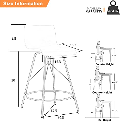 Awonde Swivel Bar Stools With Backs Black Barstools Set Of 4 Bar Height Stools With Metal Legs 30" Plastic Seat #TOP4
