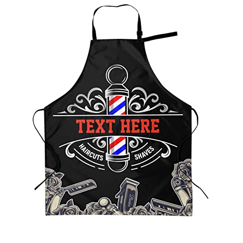 Fovanxixi Custom Barber Apron Barbershop Salon Haircut Shaves Hair Stylist Apron for Women Men, Personalized Text Logo Hair Cutting Apron, Customized Salon Bib Aprons for Hairdresser Barbershop