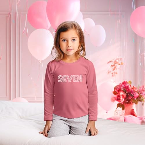 7th Birthday Shirt Girls 7 Years Old Seven Outfit Seventh Tshirt Gift Girls top 7 Heart tee3
