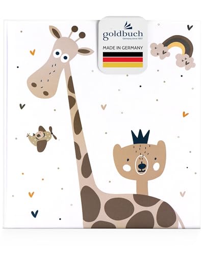 goldbuch Álbum de fotos de bebé Little Dream con estructura de lino con 60 hojas de pergamino blanco y 4 páginas ilustradas, álbum de bebé para pegar papel, aprox. 30 x 31 x 4 cm