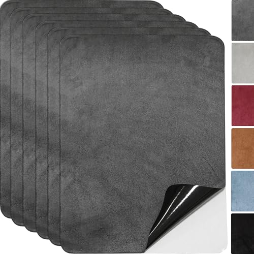 Tela de microfibra autoadhesiva para cabina, 6 piezas, 20 x 30 cm, aspecto de ante, piel sintética, aspecto de ante, elástico, tela aterciopelada (gris oscuro)