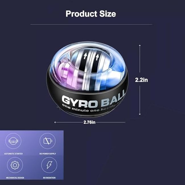 2025 New Curaball Torque Ball, Curaball Hand Exerciser, Gyro Ball with LED Lights and Portable Case, Grip Strength Trainer, Hand Gripper Strengthener for Strengthen Arms, Fingers, Bones and Muscles