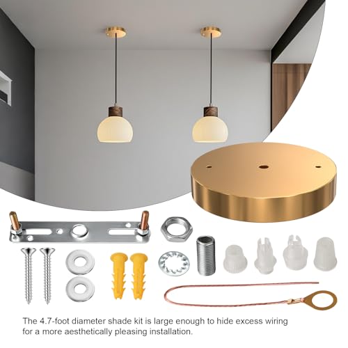 Image of Upgraded Version Light Canopy Kit, 4.7 Inch Light Fixture Cover Plate, Ceiling Chandelier Metal Kit with All Mounting Hardware for Chandelier, Pendant Light, Single Pendant Light (Gold)