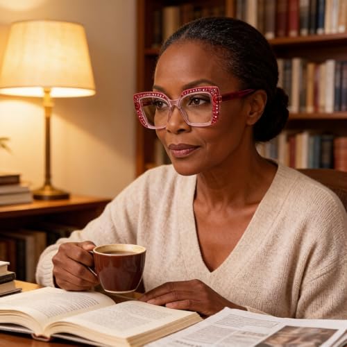 Image of ICARA 3 Pack Fashion Oversized Square Reading Glasses for Women, Retro Celebrity Style Blue Light Blocking Computer Readers