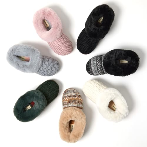 Image of Dearfoams Women's Memory Foam Cozy Soft House Slippers Gifts for Women Hannah Knit Clog House Shoes