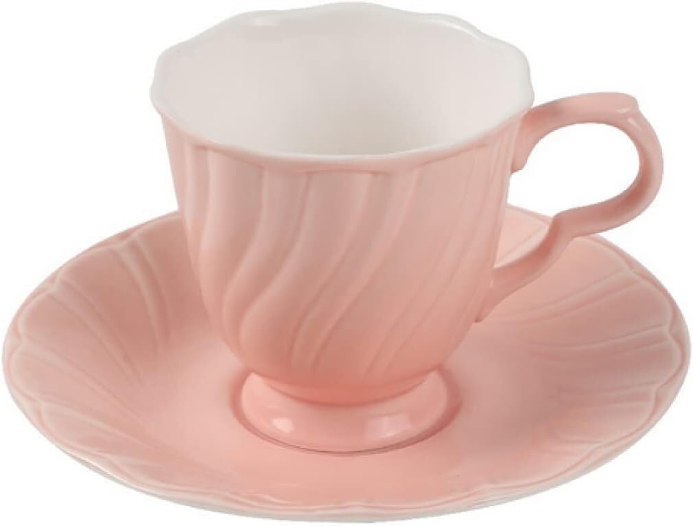 Coffee Cup,Tea Cups,Coffee Cup* Tea Cup and Saucer Set,Handmade Ceramic Coffee Mug Cup and Saucer Set Pink Texture Pottery Coffee Tea Cup and Saucer Set Plate Oat Milk Mu
