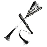 Éventail de poche vintage : idéal pour décorer un mariage, une danse, des spectacles sur scène, des costumes de cosplay, une fête et plus , un éventail noir