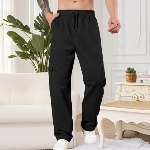 Cargo Pants for Men Multi Pockets Work Pants Stretch Elastic Waist Relaxed Hiking Outdoor Casual Trouser Sweatpants2