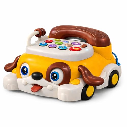 Image of TEC TAVAKKAL 18 Pcs Ice Cream Unicorn Cart Toy with Lights, Music & Bump-and-Go Action | Pretend Play Candy Shopping Cart | Musical Moving Toy | Educational Fun for Kids (Telephone Toy Yellow)
