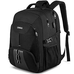 Zaino Uomo Grande 50L,17 Pollici Zaino Porta PC Zaino Lavoro Uomo Impermeabile Antifurto Zaino Laptop Computer Notebook Borse Zaino per PC Portatile con Caricatore USB per Viaggio Ufficio Scuola -Nero