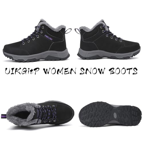 UIKGITP Womens Winter Sport Waterproof Boots Snow Boots Fur Lined Warm Ankle Boots Slip On Stylish Fuzzy Hiking Women Booties2