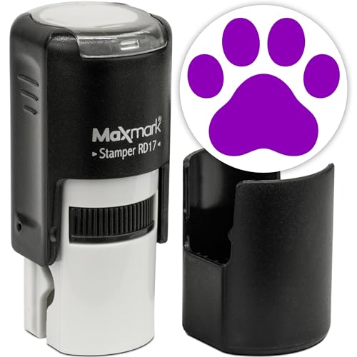 MaxMark Round Self Inking Emoji Stamp - Paw - Purple Ink