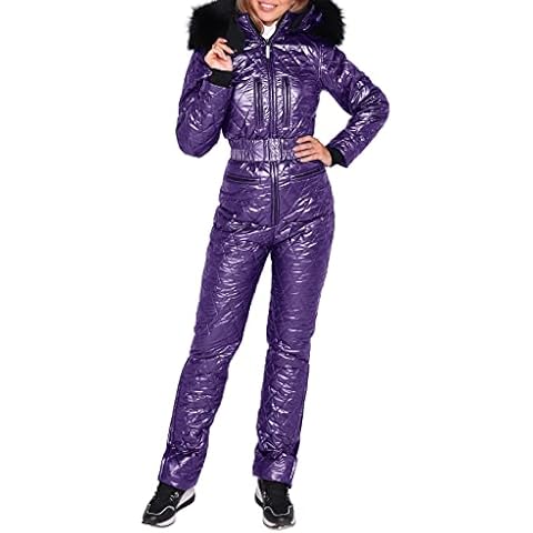 Pianshanzi Women's Ski Trousers and Jacket Set, Snowsuit, Women's 2-Piece Sports Outfit, Women's Ski Jacket, Waterproof, Women's Ski Suit, Ski Overall, Women's Softshell Ski Suit, purple, M Cover