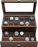 TAWBURY 24 Slot Watch Box Organizer for Men – XL Watch Case for Men | Watch Cases for Men 24 Slot |