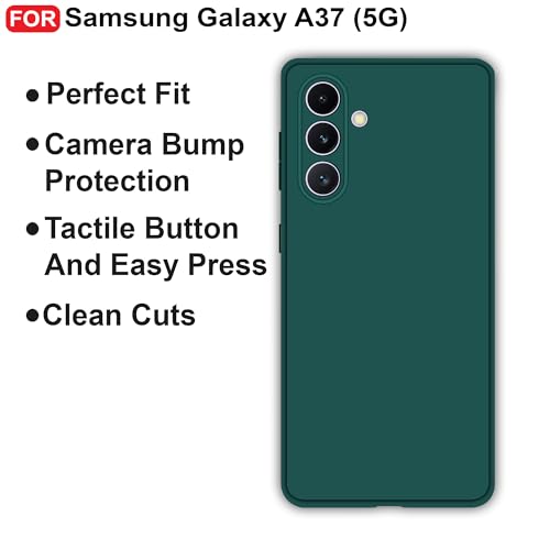 Image of CEDO Back Cover for Samsung Galaxy A37 (5G) | Camera Bump Protection & Inner Velvet Fabric Lining | Ultra Slim Matte Soft Rubberised Case Cover (Green)