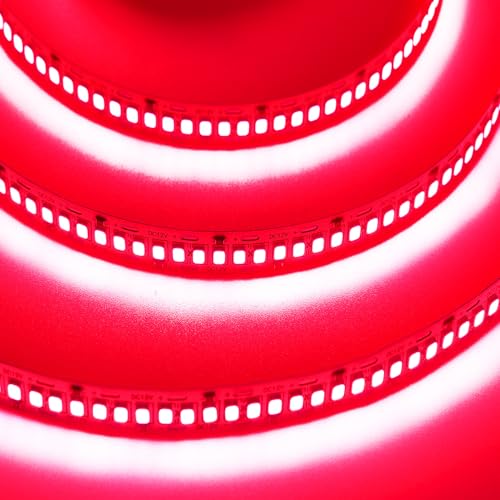 Image of SUYOOULIN LED Strip Lights, AC 110V -130V 16.4ft /5m SMD 2835 600 LEDs Light Strips, 15000LM Flexible Waterproof IP68 LED Ribbon for DIY Christmas Home Indoor Outdoor Decor(Red)