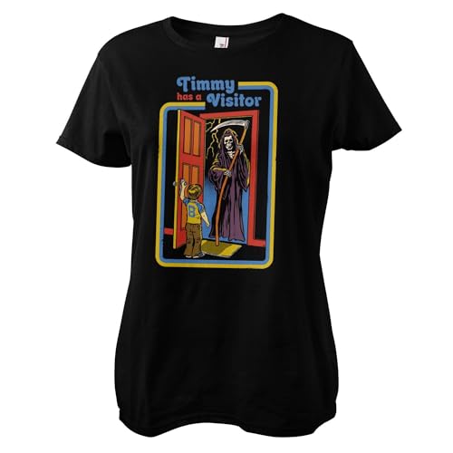 T-Shirt Steven Rhodes Timmy Has A Visitor pour Femme en coton noir rétro