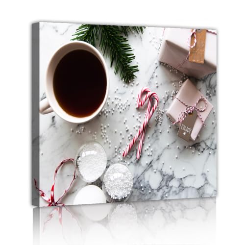 Toile art mural café sucre CHERHERART 55x55cm peinture déco cuisine branchage