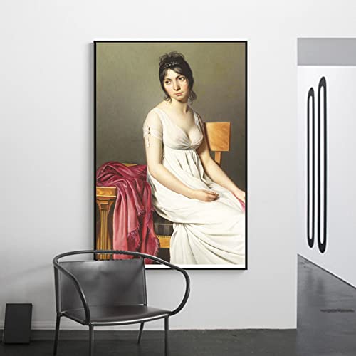 Zzpt Jacques Louis David Art Prints - Portrait Of A Young Woman In White Poster - Classical Paintings Classic Artwork Vintage Canvas Wall Decor For Living Room Bedroom Office Unframed #TOP4