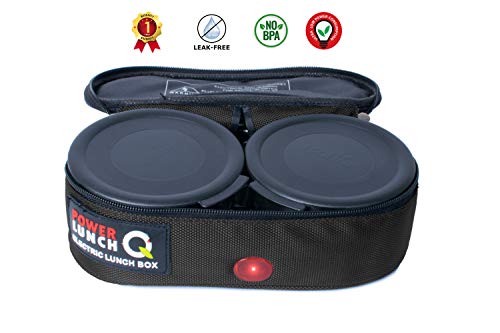 Image of Ecoline Q2 Electric Power Fabric 800ml Lunch Box with 2 Stainless Steel Containers 400ml (Black)