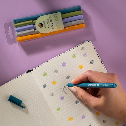 Image of DIVERSEBEE Assorted Gel Ink Pens, 0.5 mm Gel Pens Fine Point, Cute Fine Tip Bible Pens No Bleed Through, Bible Study Journaling Supplies, 5 Pack Set (Cactus)
