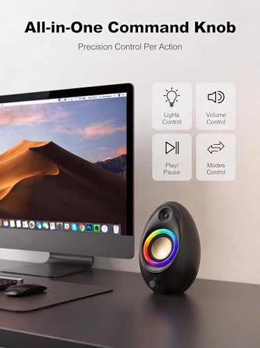 Image of Bluedee Computer Speakers for Desktop PC, 20W Peak Power Bluetooth 5.4 USB /USB-C Powered PC Speakers with 8 RGB Effects, Plug & Play Clear Stereo Sound with Enhanced Bass for Desktop, Laptop