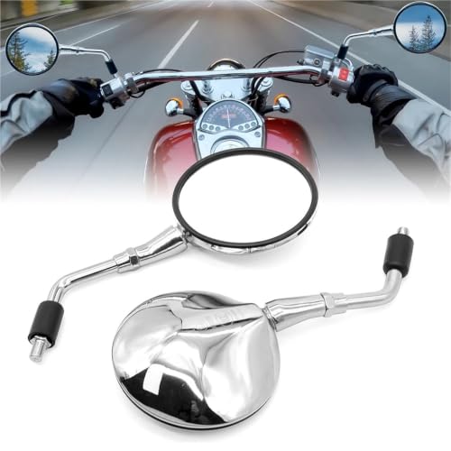 Espejo retrovisor cromado para motocicleta cruiser universal y custom 4