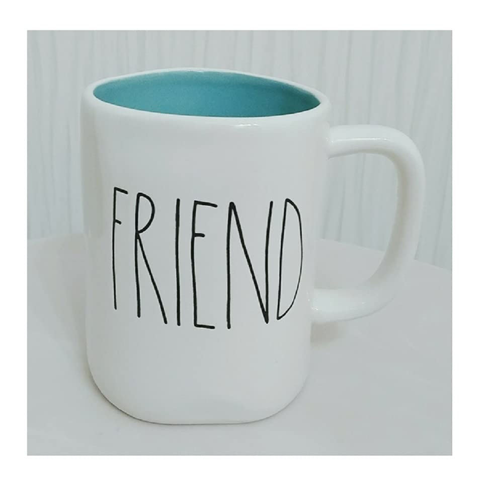 Rae Dunn Artisan Collection by Magenta Friend with Turquoise Teal Blue Inside Coffee Tea Mug