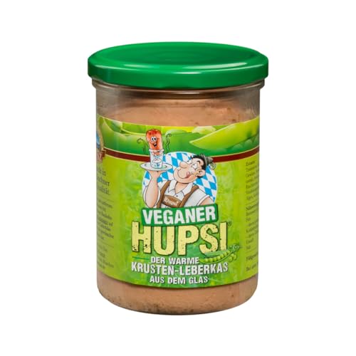 Hupsi Leberkäse im Glas original - Vegan mit hochwertigen Pflanzenproteinen 2x 280 g - In 25-30min verzehrfertig - Bayerischer Leberkas zum Aufbacken aus Familienmetzgerei in München