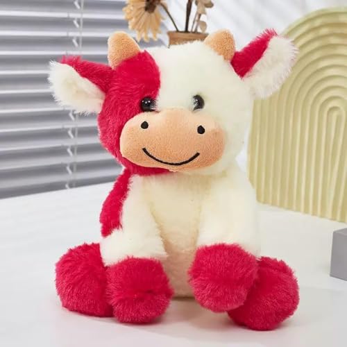 Sibupue Cow Stuffed Animals Soft Plush Cute Cow Doll for Boys Girls 8in (zuo NIU Hong se) - image 7