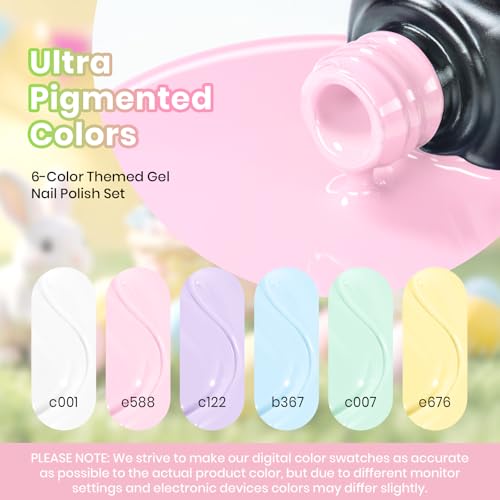 Image of Beetles Pastel Gel Nail Polish, 6 Colors Spring Pastel Polka Dot Gel Polish Set Candy Color Pink White Yellow Blue Green, Soak Off UV LED Nail Art Kit for DIY Home Salon Spring Gift for Women