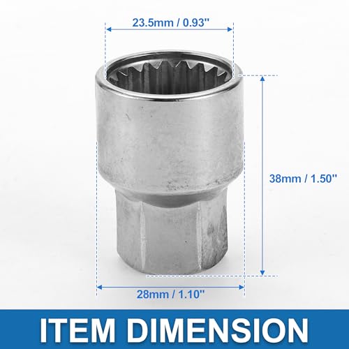 Image of Vehicle Wheel Lock Lugnut #66 9 /10 inch Diameter 20 Pointed Notches Anti-Theft Screw Nut Removal Key Socket for Porsche Boxster 911 Cayenne Macan