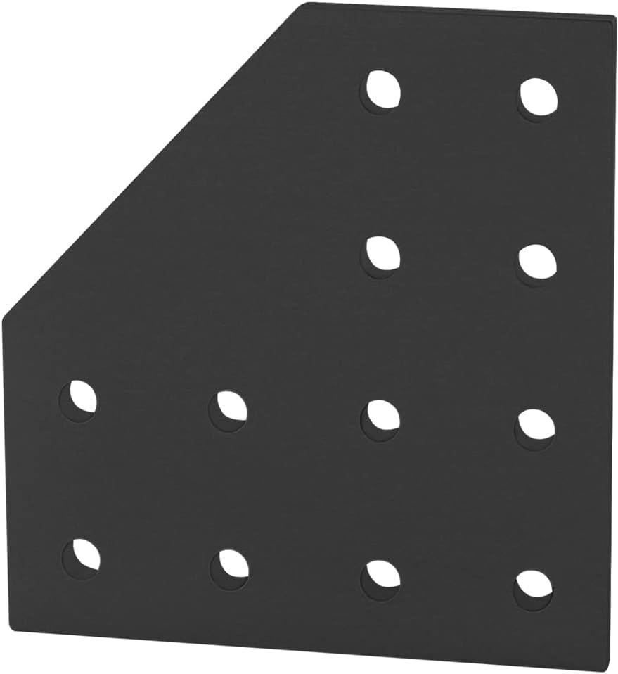 80/20 Inc, 4128-Black, 10 Series 12 Hole 90 Degree Angled Flat Plate, Black Anodize (25 Pack)