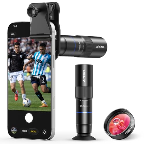 APEXEL 10X Tele-Macro Pro Dual Lens 2-in-1, Portable Clip-On Telephoto Macro Lens for iPhone, Compatible with Samsung & Almost All Smartphones, Pro Photography for Travel, Concert, Exploration